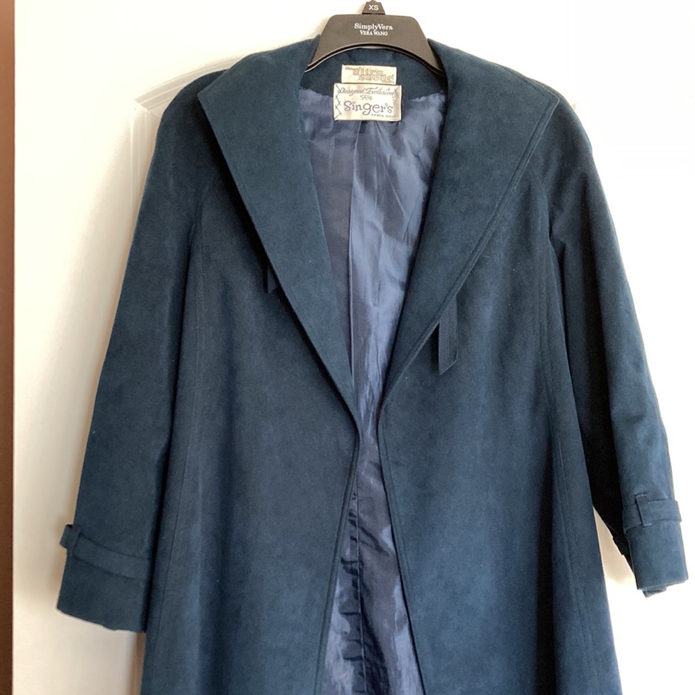 Vintage Count Romi Skinner Ultra Suede Blue Trenchcoat - small